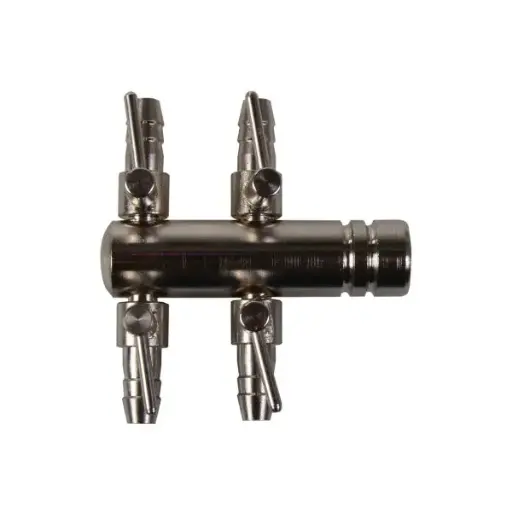Répartiteur d'air inox pour tuyau 9mm avec vannes 